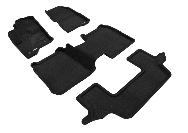 3D Maxpider 09-19 Ford Flex w Center Console Elegant 1st 2nd 3rd (2 Eyelets) -Floor Mat Set (Black) - L1FR05104709