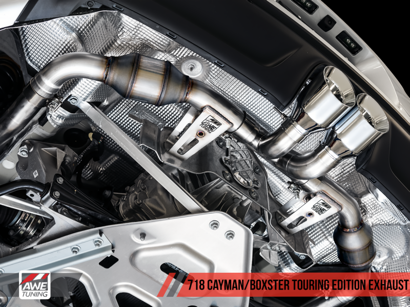 AWE Tuning Porsche 718 Boxster / Cayman Touring Edition Exhaust - Diamond Black Tips - 3015-33080