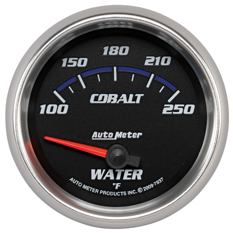 Autometer Cobalt 66mm 100-250 Degree F Electric Water Temperature Gauge - 7937