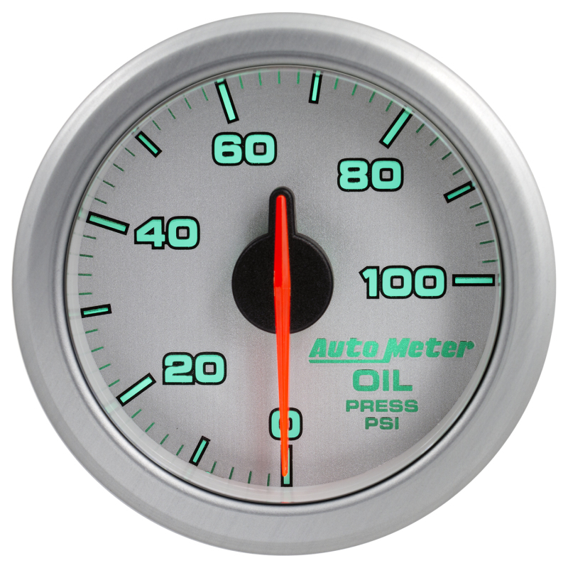 Autometer Airdrive 2-1/6in Oil Pressure Gauge 0-100 PSI - Silver - 9152-UL