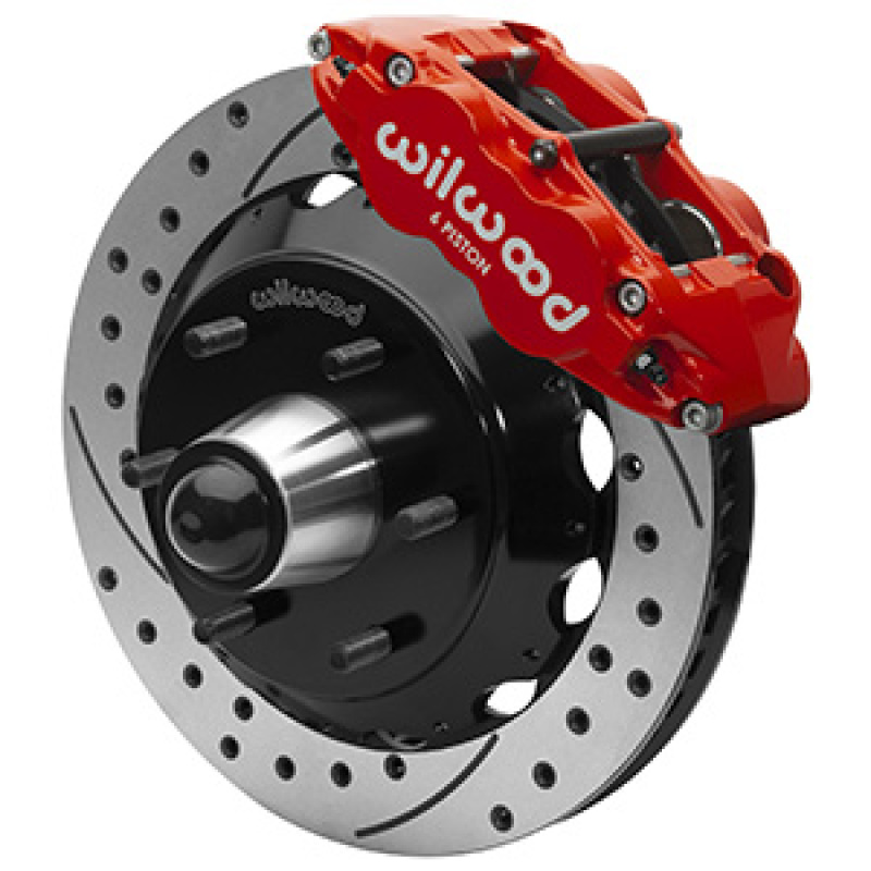 Wilwood 63-87 C10 CPP Spindle FNSL6R Front BBK 13in Drilled/Slotted 6x5.5 BC - Red - 140-16457-DR