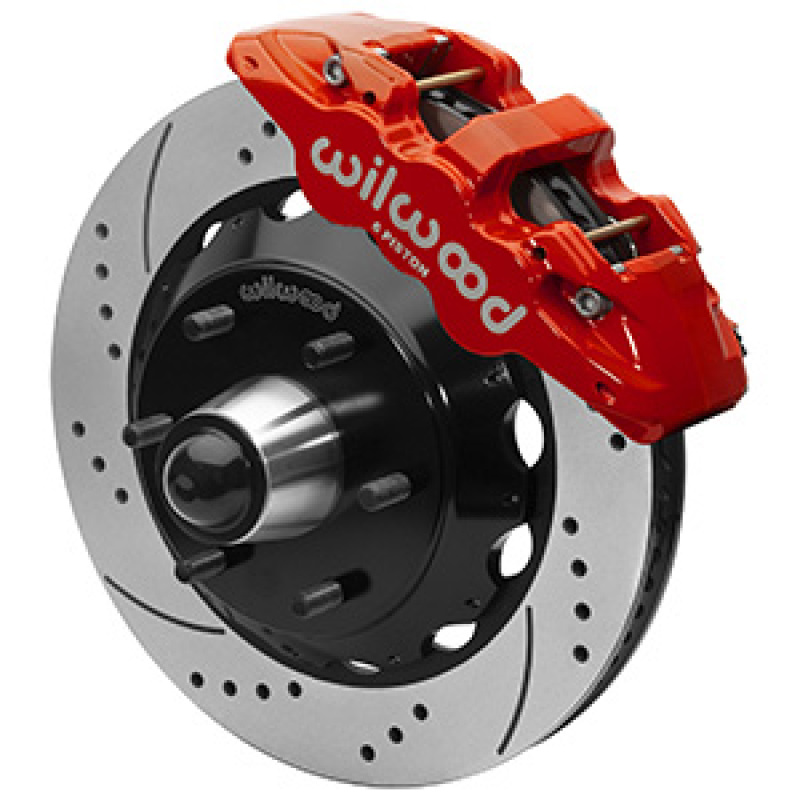 Wilwood 63-87 C10 CPP Spindle AERO6 Front BBK 14in Drilled/Slotted 6x5.5 BC - Red - 140-16459-DR