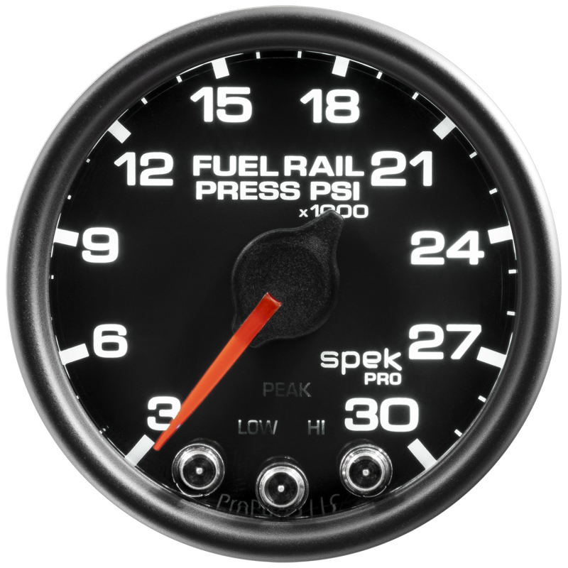 Autometer Spek-Pro Gauge Rail Press 2 1/16in 30Kpsi Stepper Motor W/Peak & Warn Blk/Blk - P32132