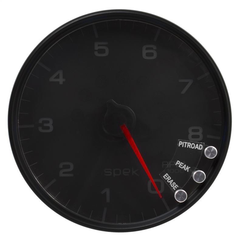 Autometer Spek-Pro Gauge Tachometer 5in 8K Rpm W/Shift Light & Peak Mem Black/Black - P23832