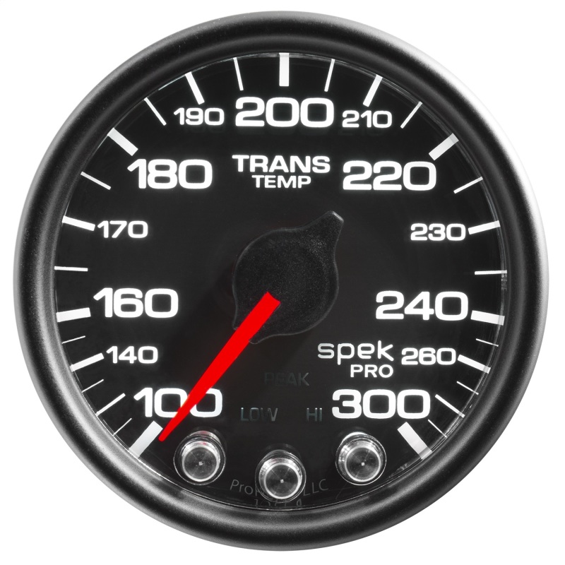 Autometer Spek-Pro Gauge Trans Temp 2 1/16in 300f Stepper Motor W/Peak & Warn Blk/Blk - P34232