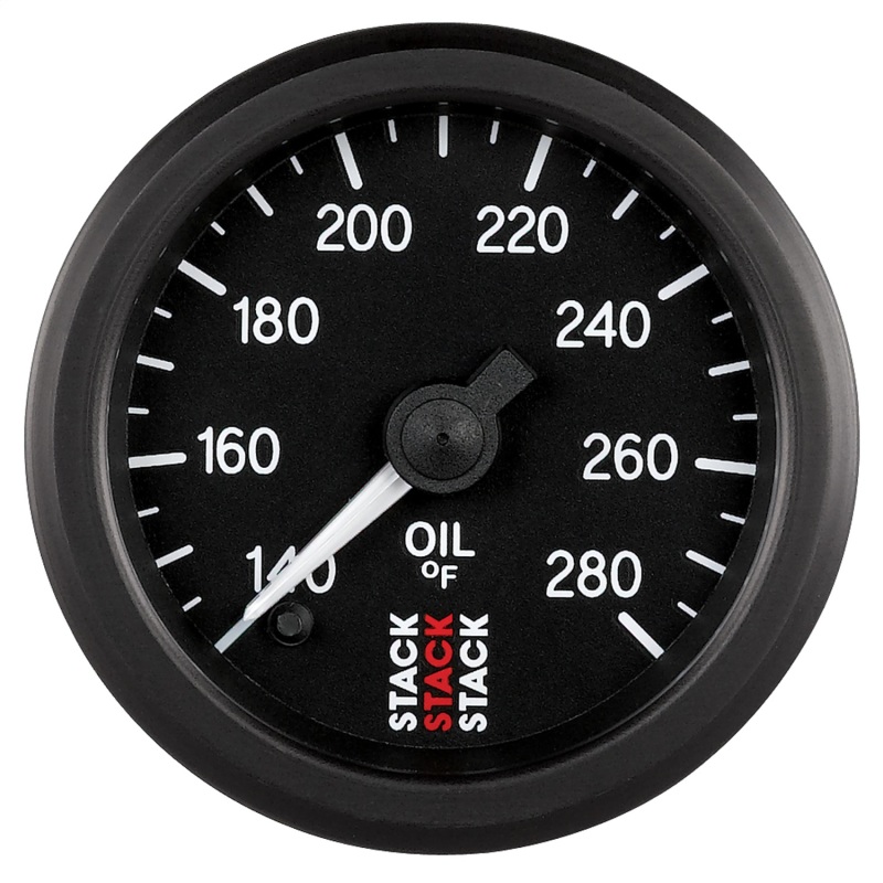 Autometer Stack 52mm 140-280 Deg F 1/8in NPTF Male Pro Stepper Motor Oil Temp Gauge - Black - ST3310