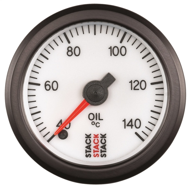 Autometer Stack 52mm 40-140 Deg C 1/8in NPTF Male Pro Stepper Motor Oil Temp Gauge - White - ST3359