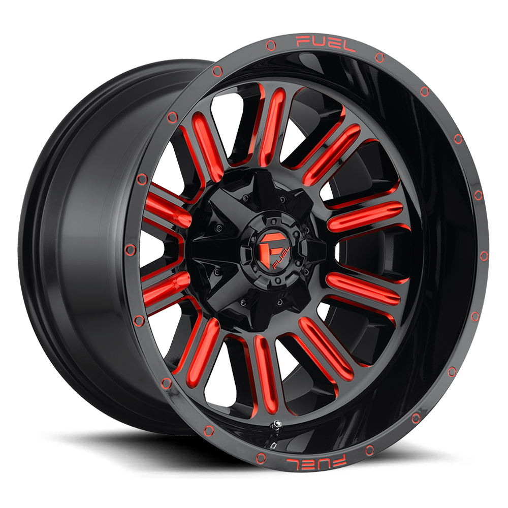 Fuel Off Road Model D621 HARDLINE Gloss Black w/ Candy Red 15X8
