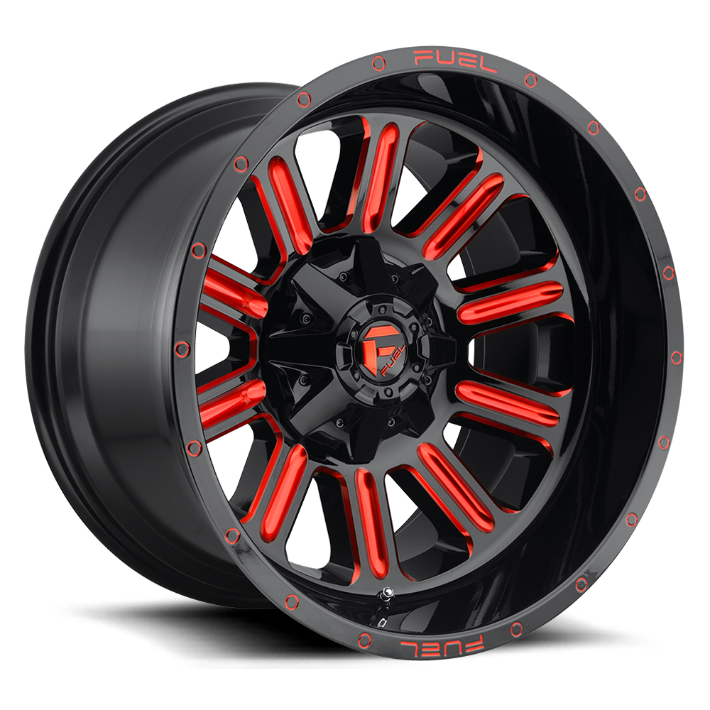 Fuel Off Road Model D621 HARDLINE Gloss Black w/ Candy Red 22X10