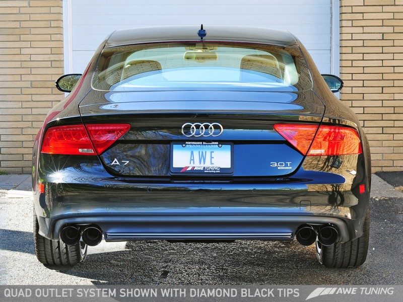 AWE Tuning Audi C7 A7 3.0T Touring Edition Exhaust - Quad Outlet Diamond Black Tips - 3015-43078