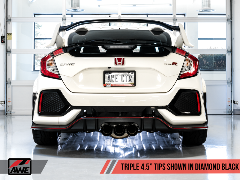 AWE Tuning 2017+ Honda Civic Type R Touring Edition Exhaust w/Front Pipe & Triple Diamond Black Tips - 3015-53006