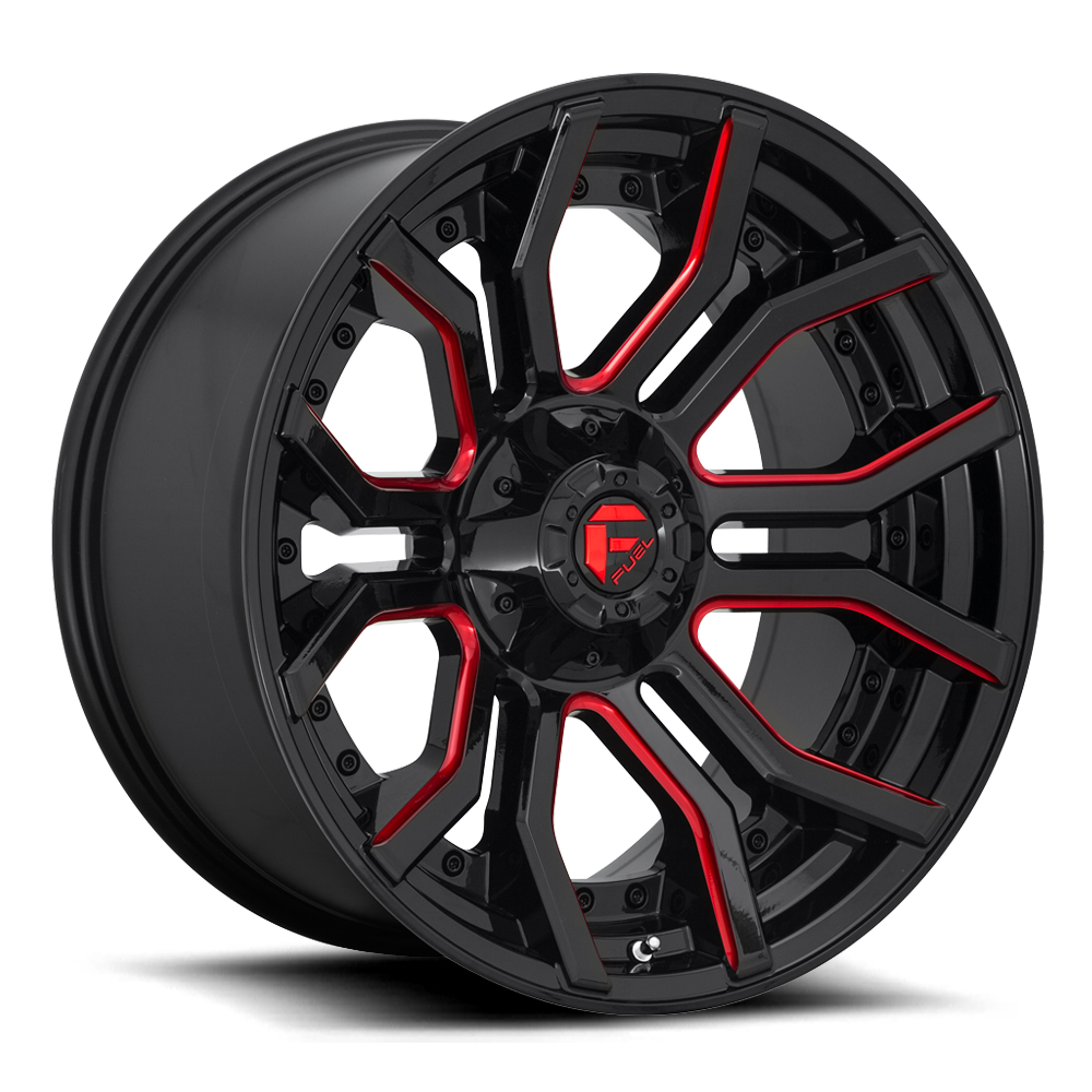 Fuel Off Road Model D712 RAGE Gloss Black w/ Candy Red 20X10