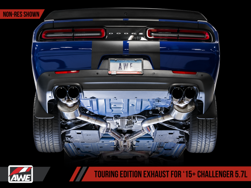 AWE Tuning 2017+ Challenger 5.7 Touring Edition Exhaust - Non-Resonated - Diamond Black Quad Tips - 3020-43084