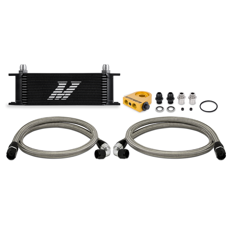 Mishimoto Universal Thermostatic Oil Cooler Kit 13-Row Black - MMOC-U13TBK