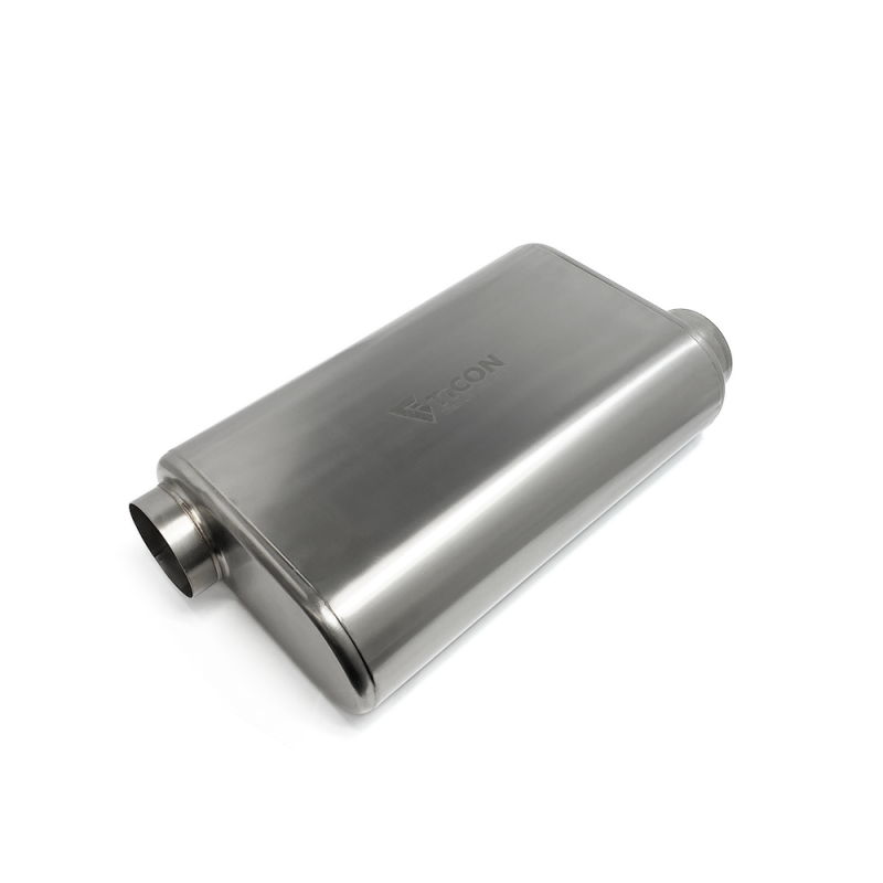 Ticon Industries 17in Overall Length 2.5in Thin Oval Titanium Muffler - 2.5in Offset In/Offset Out - 116-06323-0230