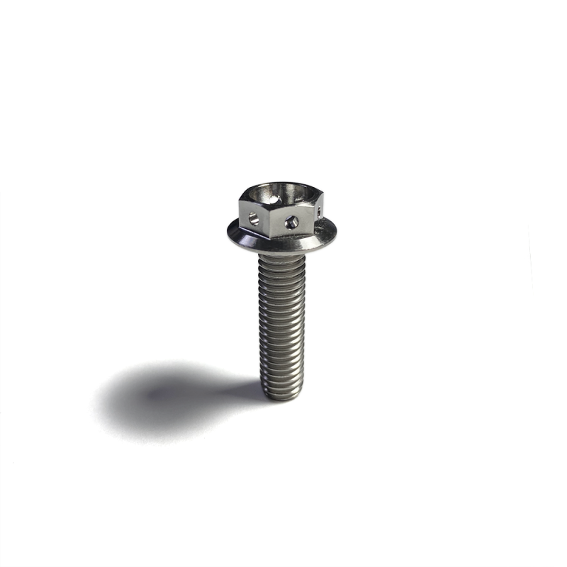 Ticon Industries Titanium Bolt Flanged M5x20x.8TP 8mm 6pt Head Drilled - 126-00312-0520