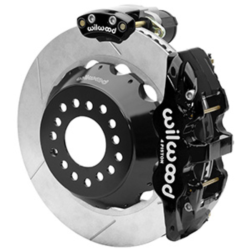 Wilwood AERO4 Big Brake Rear Electronic Parking Brake Kit - Black - Powder Coat Caliper - SLT Rotor - 140-16170