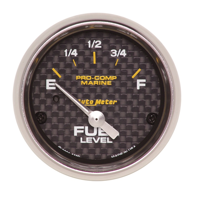 Autometer Marine Carbon Fiber 2-1/16in 240-33 Ohms Electric Fuel Level Gauge - 200760-40