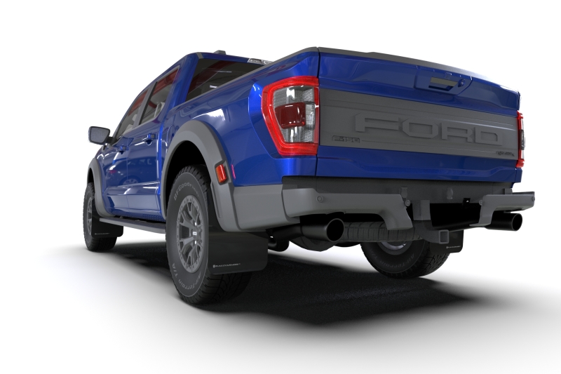 Rally Armor 21-23 Ford F-150 Raptor Black UR Mud Flap w/ Dark Grey Logo - MF73-UR-BLK-DGRY