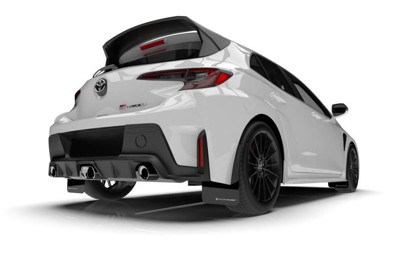 Rally Armor 2023 Toyota GR Corolla Black UR Mud Flap w/ White Logo - MF89-UR-BLK-WH