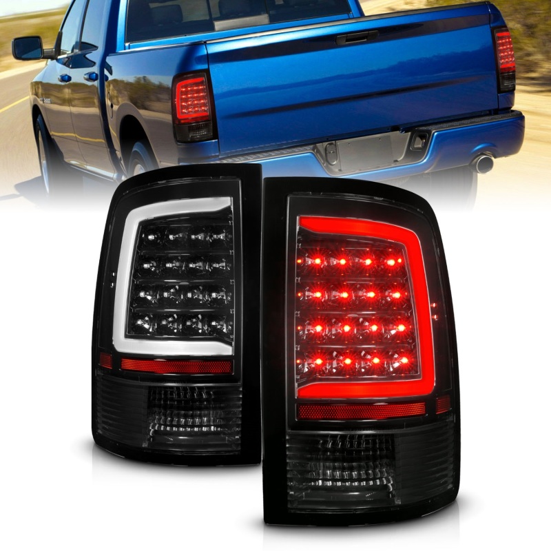 ANZO 09-18 Dodge Ram 1500 Full LED Tailights w/ Sequential Black Housing/Clear Lens - 311452