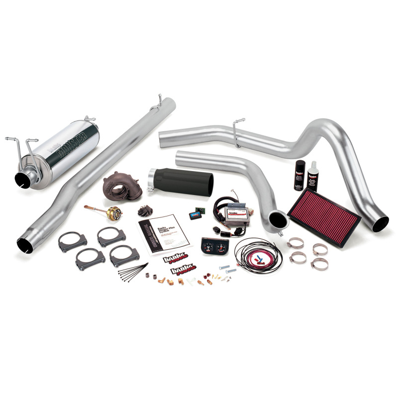 Banks Power 99.5 Ford 7.3L F250/350 Auto Stinger-Plus System - SS Single Exhaust w/ Black Tip - 47536-B