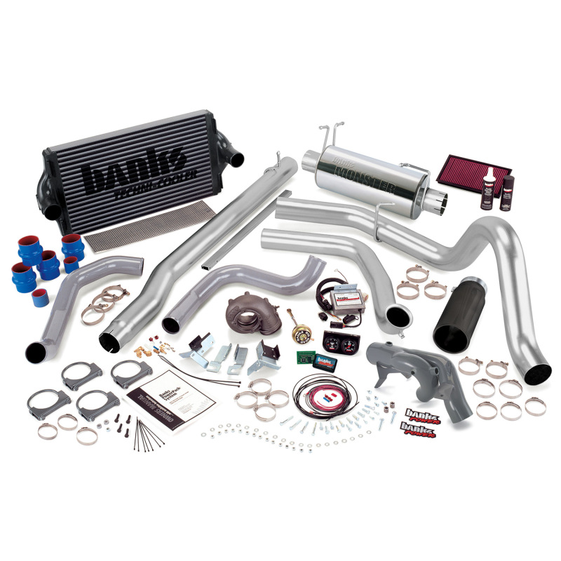 Banks Power 99.5 Ford 7.3L F250/350 Auto PowerPack System - SS Single Exhaust w/ Black Tip - 47541-B
