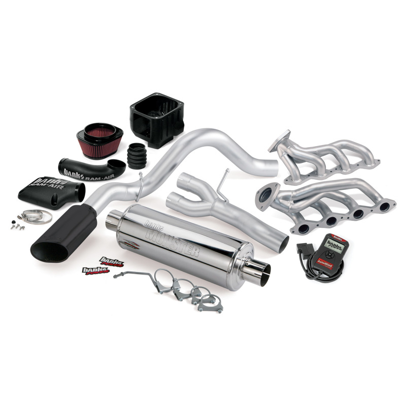 Banks Power 03-06 Chevy 4.8-5.3L EC/CCSB PowerPack System - SS Single Exhaust w/ Black Tip - 48064-B