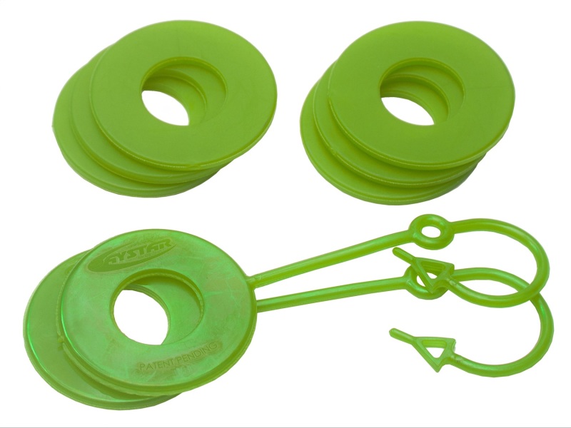 Daystar Fluorescent Green Locking D Ring Isolator Pair w/Washer Kit - KU70059FG