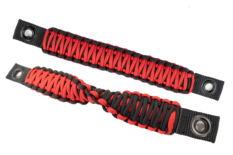 Fishbone Offroad 97-06 Jeep Wrangler Paracord Door Handles - Black/Red - FB55286