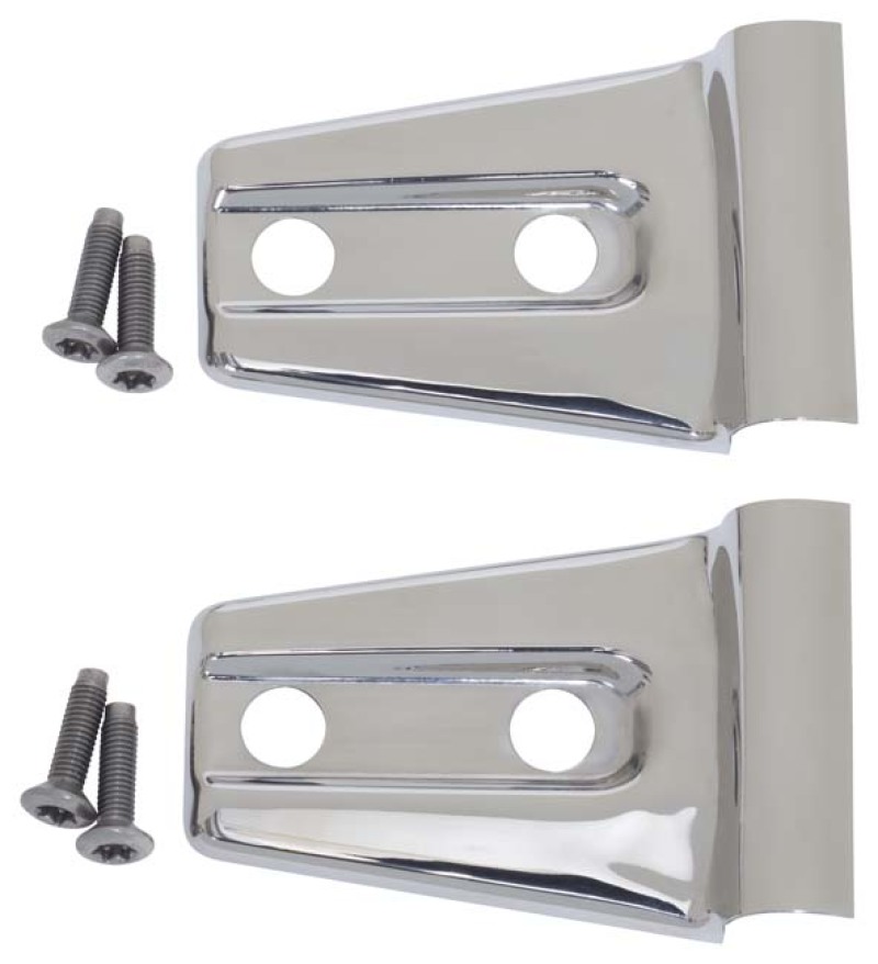 Kentrol 07-18 Jeep Wrangler JK Hood Hinge Overlays Pair - Polished Silver - 30019