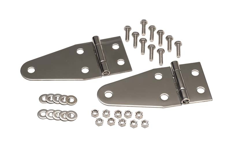 Kentrol 55-95 Jeep CJ/Wrangler YJ Hood Hinge Pair - Polished Silver - 30402