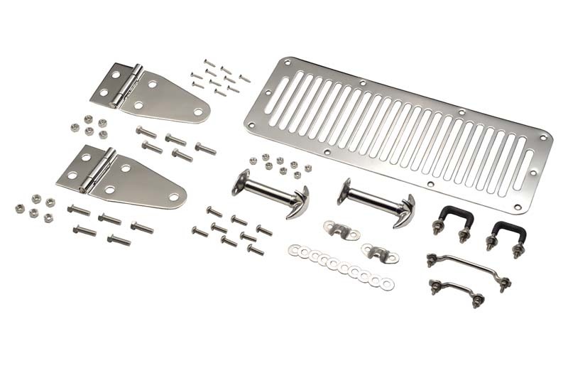 Kentrol 78-95 Jeep CJ/Wrangler YJ Hood Kit - Polished Silver - 30470