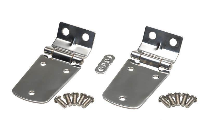 Kentrol 97-06 Jeep Wrangler TJ Hood Hinge Pair - Polished Silver - 30476