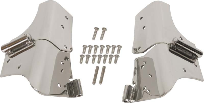 Kentrol 97-06 Jeep Wrangler TJ Windshield Hinge Pair - Polished Silver - 30477