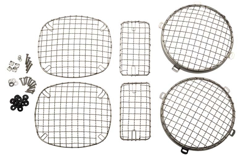 Kentrol 97-06 Jeep Wrangler TJ Wire Mesh Guard Set 6 Pieces - Polished Silver - 30488