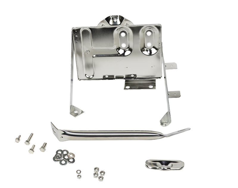 Kentrol 76-86 Jeep CJ Battery Tray with support arm - Polished Silver - 30498