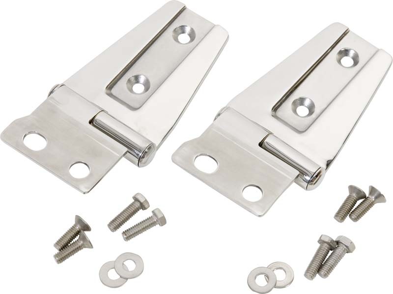 Kentrol 07-18 Jeep Wrangler JK Hood Hinge Pair - Polished Silver - 30572