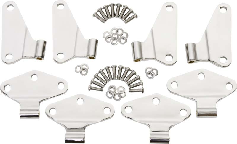 Kentrol 07-18 Jeep Wrangler JK Body Door Hinge Set 8 Pieces 4 Door - Polished Silver - 30581