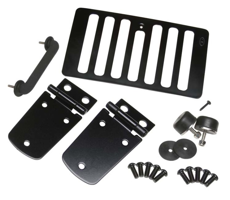 Kentrol 98-06 Jeep Wrangler TJ Hood Kit Without Hood Catch - Powdercoat Black - 50504WHC