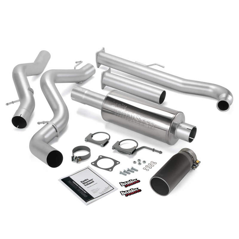Banks Power 01-04 Chevy 6.6L SCLB Monster Exhaust System - SS Single Exhaust w/ Black Tip - 48628-B