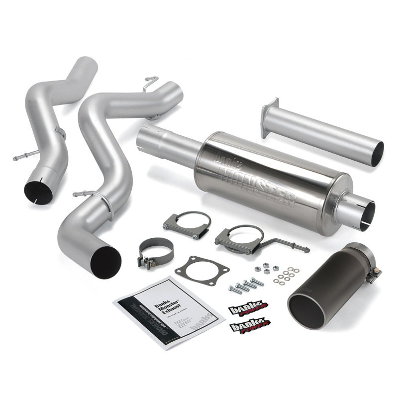 Banks Power 02-05 Chev 6.6L EC/CCSB Monster Exhaust System - SS Single Exhaust w/ Black Tip - 48633-B