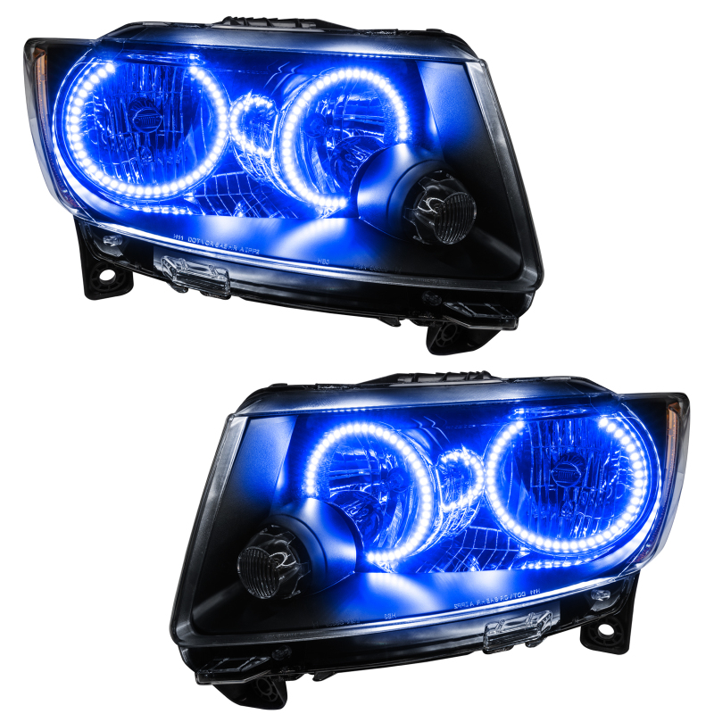 Oracle 11-13 Jeep Grand Cherokee Pre-Assembled Halo Headlights (Non HID) Chrome - Blue - 7070-002