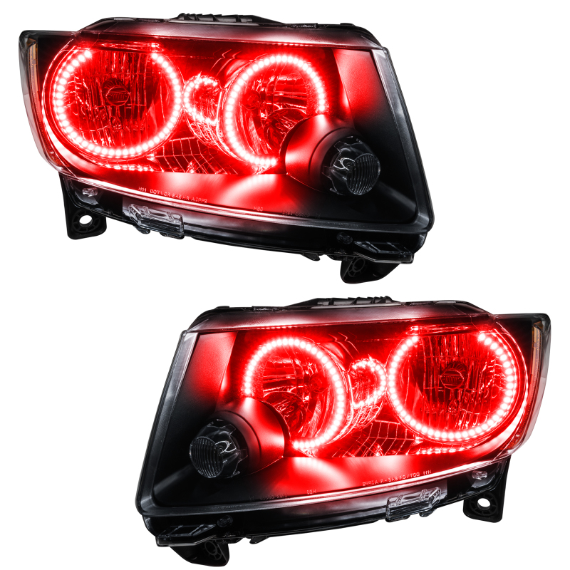 Oracle 11-13 Jeep Grand Cherokee Pre-Assembled Halo Headlights (Non HID) Chrome - Red - 7070-003