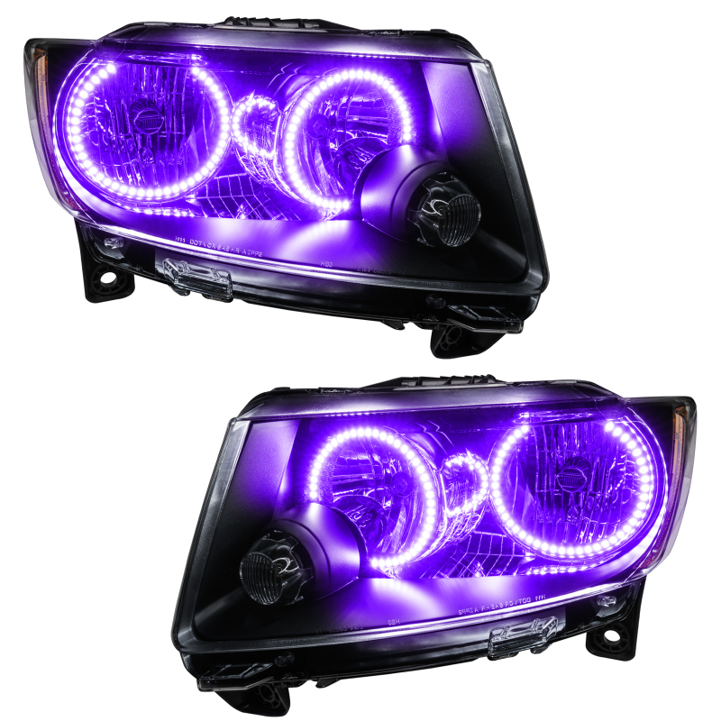 Oracle 11-13 Jeep Grand Cherokee Pre-Assembled Halo Headlights (Non HID) Chrome - UV/Purple - 7070-007