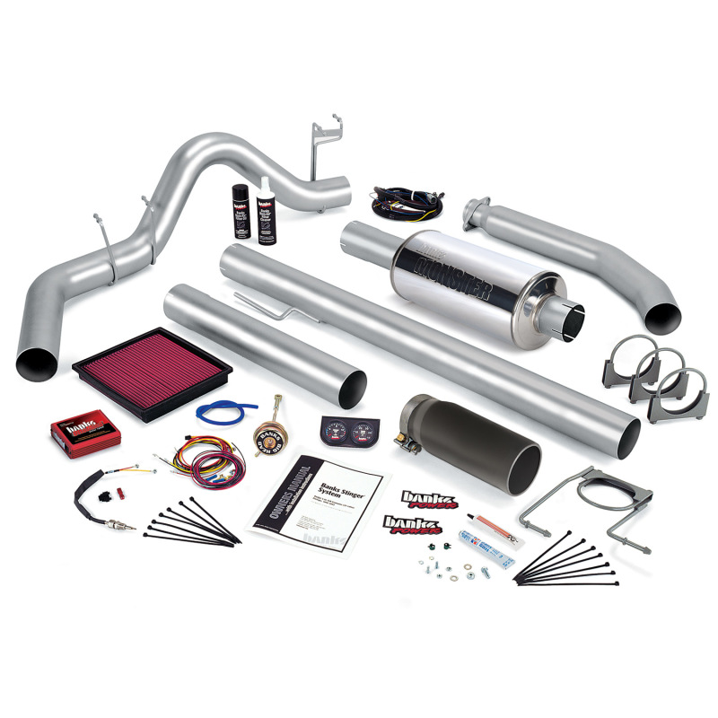 Banks Power 01 Dodge 5.9L 235Hp Ext Cab Stinger System - SS Single Exhaust w/ Black Tip - 49369-B