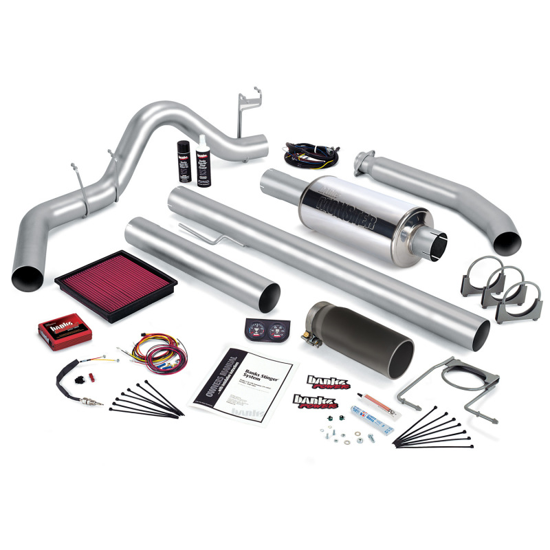 Banks Power 02 Dodge 5.9L 235Hp Ext Cab Stinger System - SS Single Exhaust w/ Black Tip - 49374-B