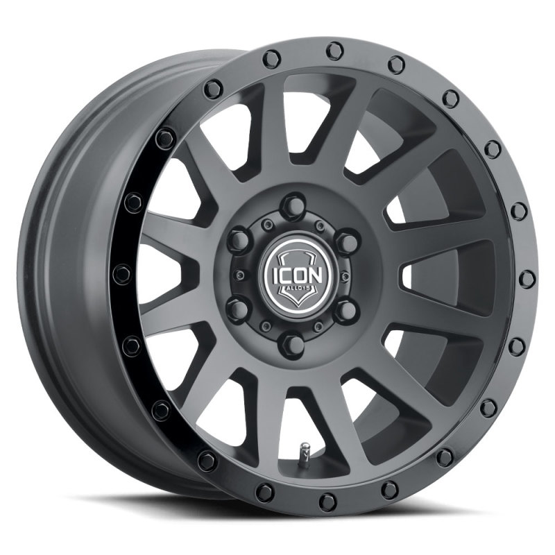 ICON Compression 17x8.5 5x150 25mm Offset 5.75in BS 110.1mm Bore Double Black Wheel - 2017855557DB