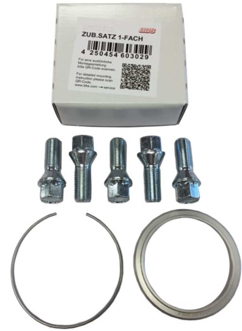 BBS PFS KIT - BMW 74mm Hub - Includes 82mm OD - 74mm ID Ring / 82mm Clip / Lug Bolts - 09.30.091