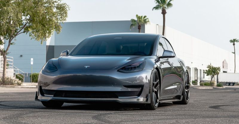 VR Aero 2018+ Tesla Model 3 Gloss Carbon Fiber Front Lip Spoiler - VR-TSLM3-600